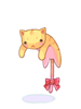 노란색 늘어진 고양이